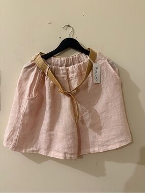 Italian 100% linen Women's Pink Linen Shorts with Belt, NWT